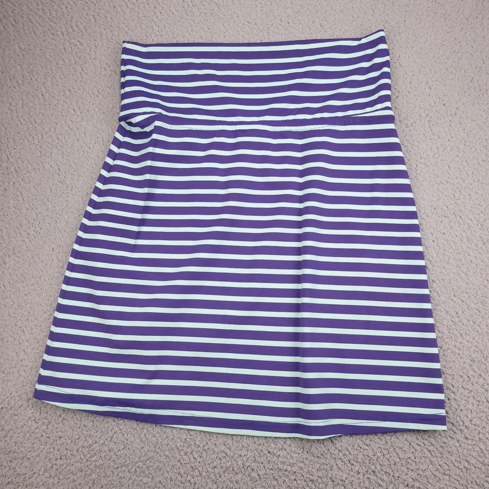 ELLIE KAI Skirt Womens Size 4 Mini Foldover Purple and Mint Stripe Activewear